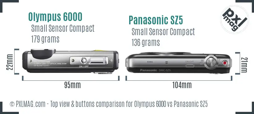 Olympus 6000 vs Panasonic SZ5 top view buttons comparison