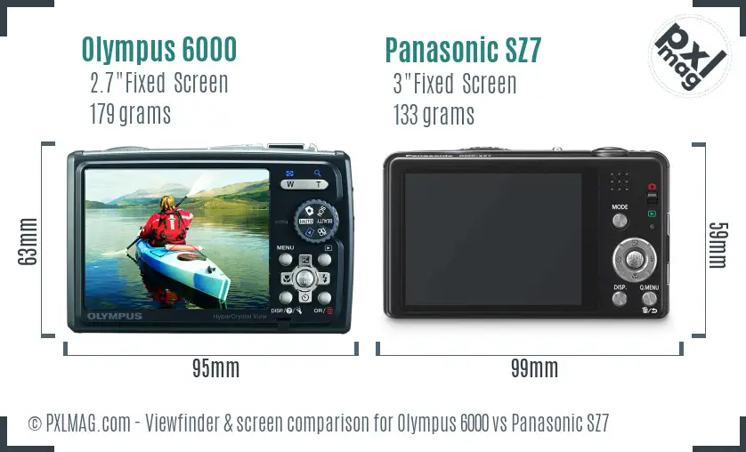 Olympus 6000 vs Panasonic SZ7 Screen and Viewfinder comparison