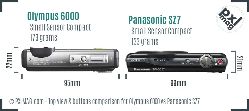 Olympus 6000 vs Panasonic SZ7 top view buttons comparison