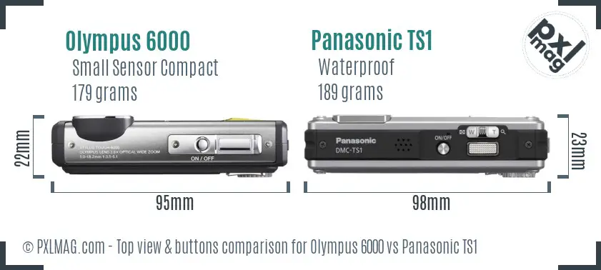Olympus 6000 vs Panasonic TS1 top view buttons comparison Olympus 6000 vs Panasonic TS1 top view buttons comparison