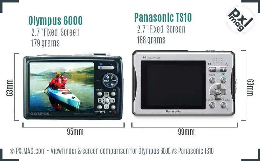 Olympus 6000 vs Panasonic TS10 Screen and Viewfinder comparison