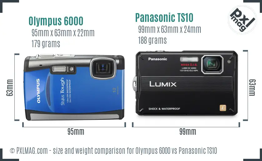 Olympus 6000 vs Panasonic TS10 size comparison