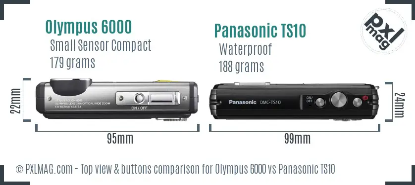 Olympus 6000 vs Panasonic TS10 top view buttons comparison