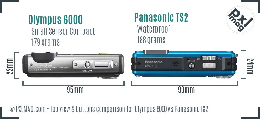 Olympus 6000 vs Panasonic TS2 top view buttons comparison