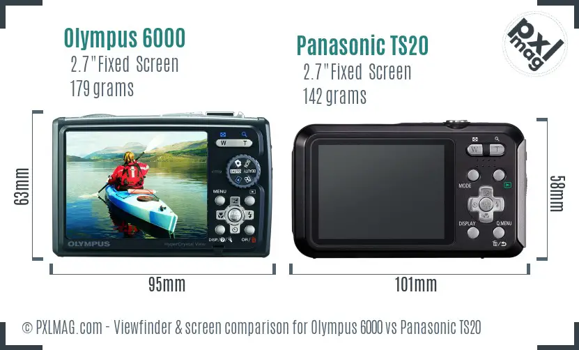 Olympus 6000 vs Panasonic TS20 Screen and Viewfinder comparison
