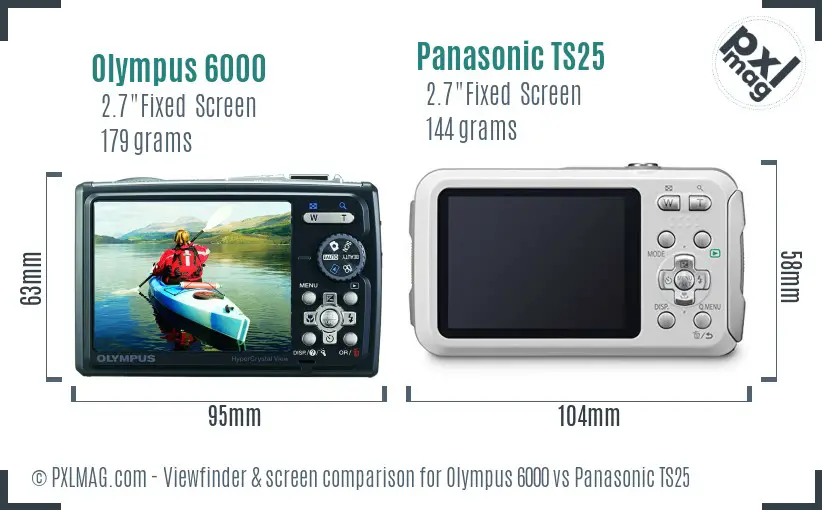 Olympus 6000 vs Panasonic TS25 Screen and Viewfinder comparison