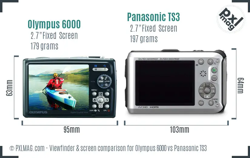 Olympus 6000 vs Panasonic TS3 Screen and Viewfinder comparison