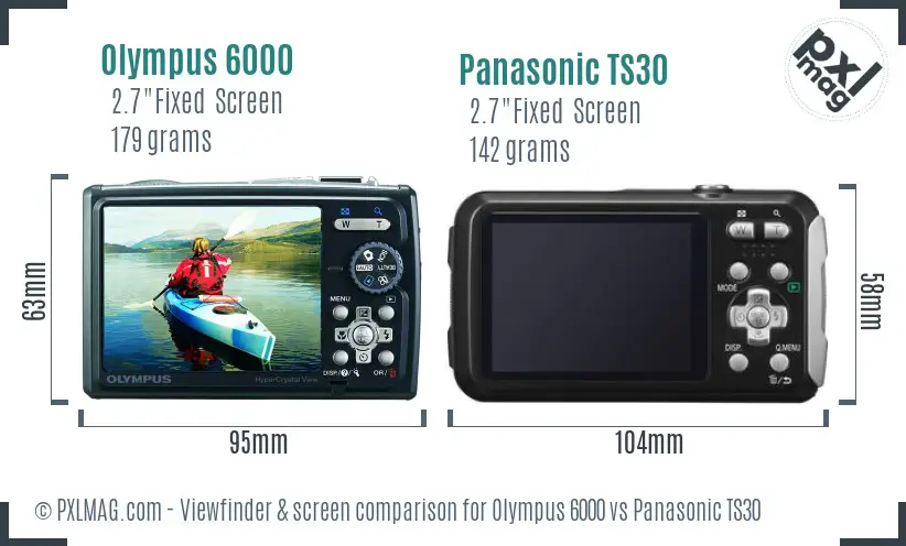 Olympus 6000 vs Panasonic TS30 Screen and Viewfinder comparison