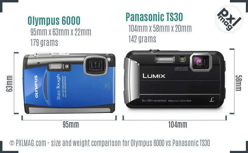 Olympus 6000 vs Panasonic TS30 size comparison