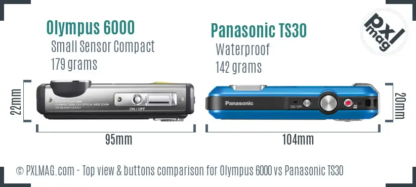 Olympus 6000 vs Panasonic TS30 top view buttons comparison