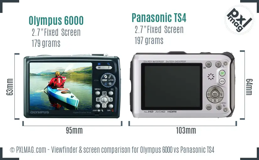 Olympus 6000 vs Panasonic TS4 Screen and Viewfinder comparison