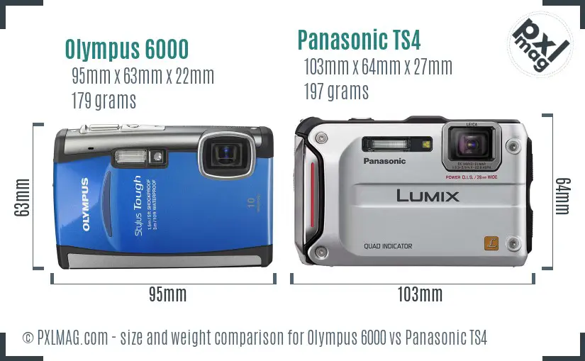 Olympus 6000 vs Panasonic TS4 size comparison
