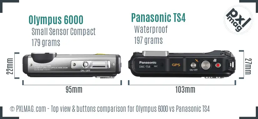 Olympus 6000 vs Panasonic TS4 top view buttons comparison