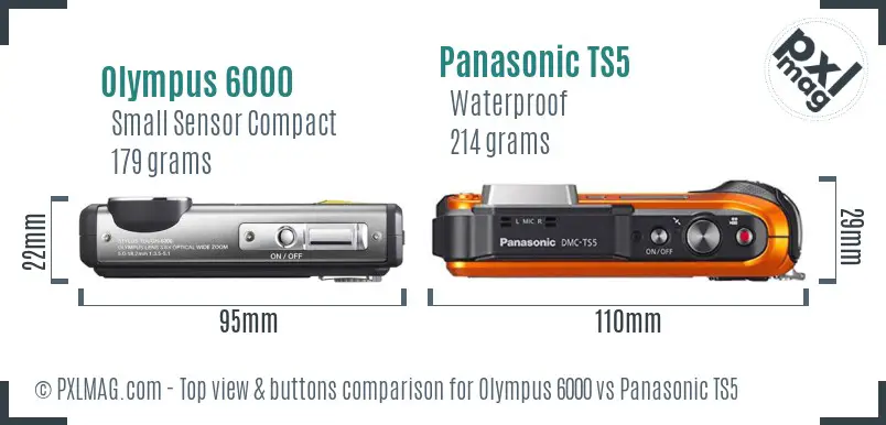 Olympus 6000 vs Panasonic TS5 top view buttons comparison