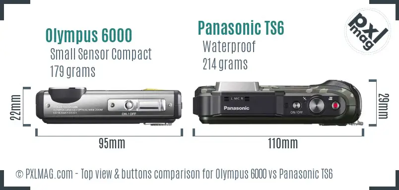 Olympus 6000 vs Panasonic TS6 top view buttons comparison
