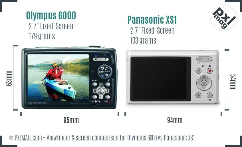 Olympus 6000 vs Panasonic XS1 Screen and Viewfinder comparison