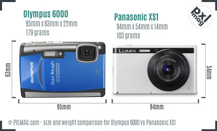 Olympus 6000 vs Panasonic XS1 size comparison