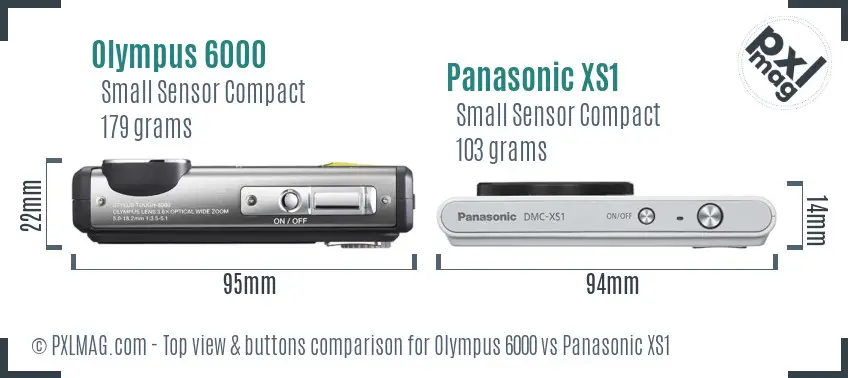 Olympus 6000 vs Panasonic XS1 top view buttons comparison