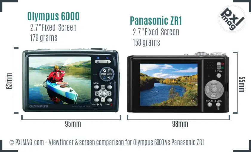 Olympus 6000 vs Panasonic ZR1 Screen and Viewfinder comparison