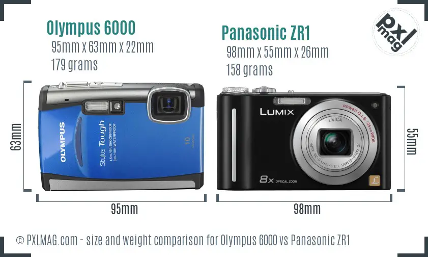 Olympus 6000 vs Panasonic ZR1 size comparison