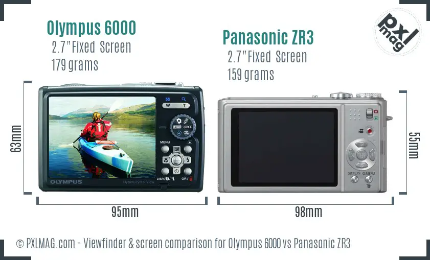 Olympus 6000 vs Panasonic ZR3 Screen and Viewfinder comparison