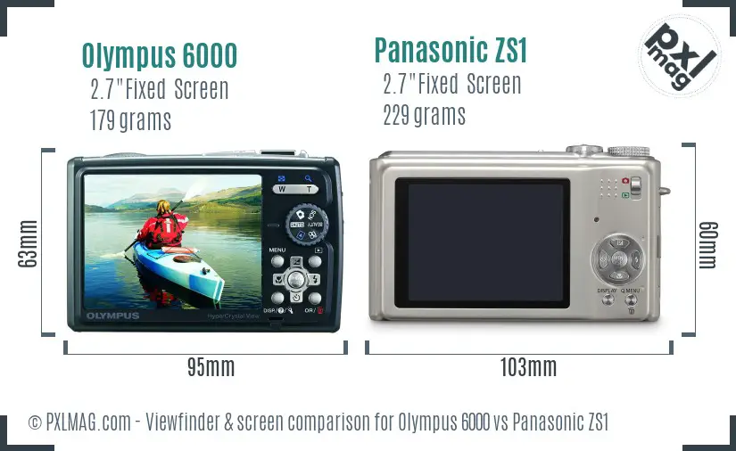 Olympus 6000 vs Panasonic ZS1 Screen and Viewfinder comparison