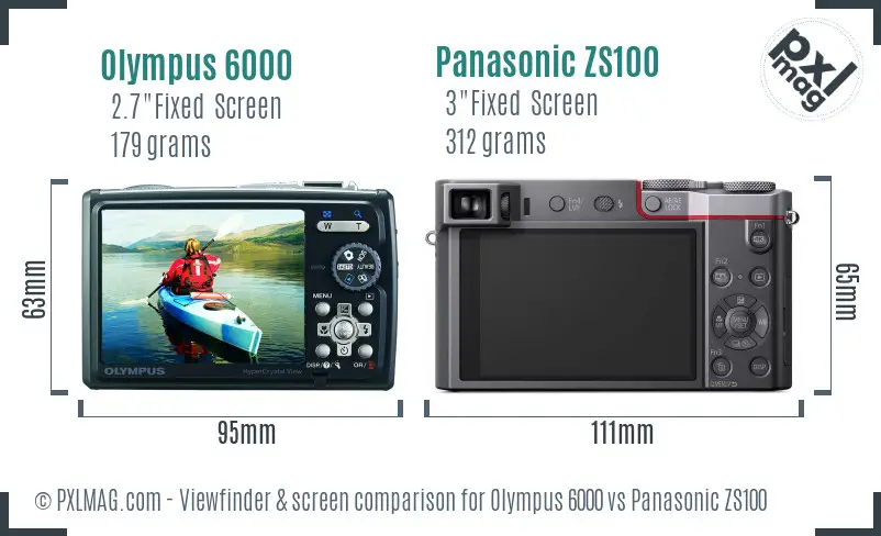 Olympus 6000 vs Panasonic ZS100 Screen and Viewfinder comparison