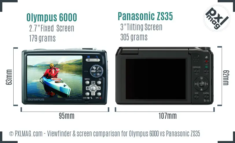 Olympus 6000 vs Panasonic ZS35 Screen and Viewfinder comparison