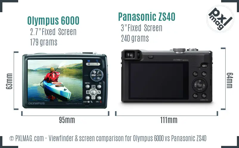 Olympus 6000 vs Panasonic ZS40 Screen and Viewfinder comparison