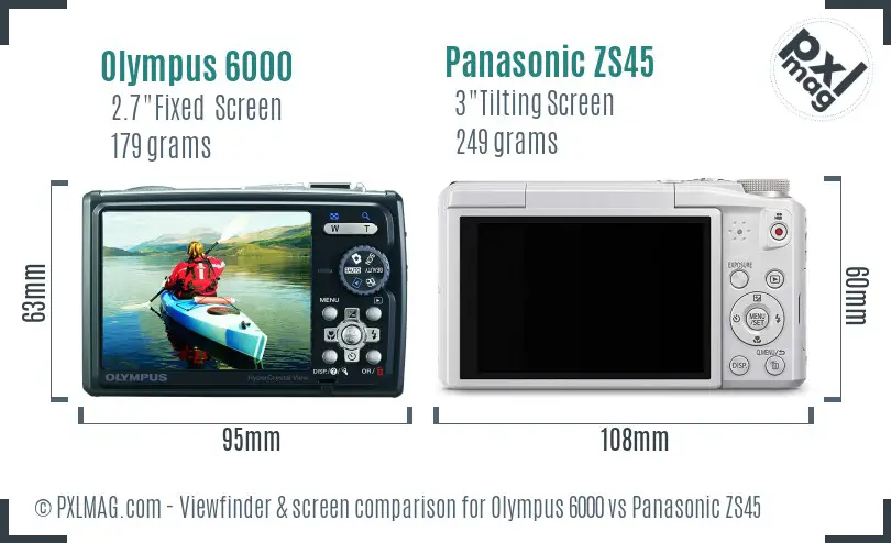 Olympus 6000 vs Panasonic ZS45 Screen and Viewfinder comparison