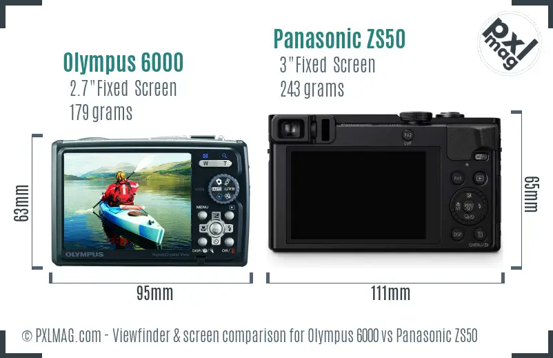 Olympus 6000 vs Panasonic ZS50 Screen and Viewfinder comparison