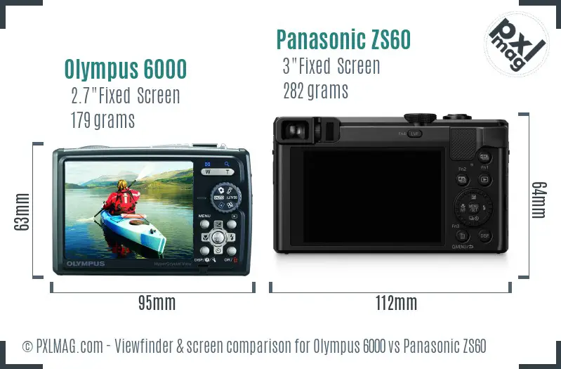 Olympus 6000 vs Panasonic ZS60 Screen and Viewfinder comparison