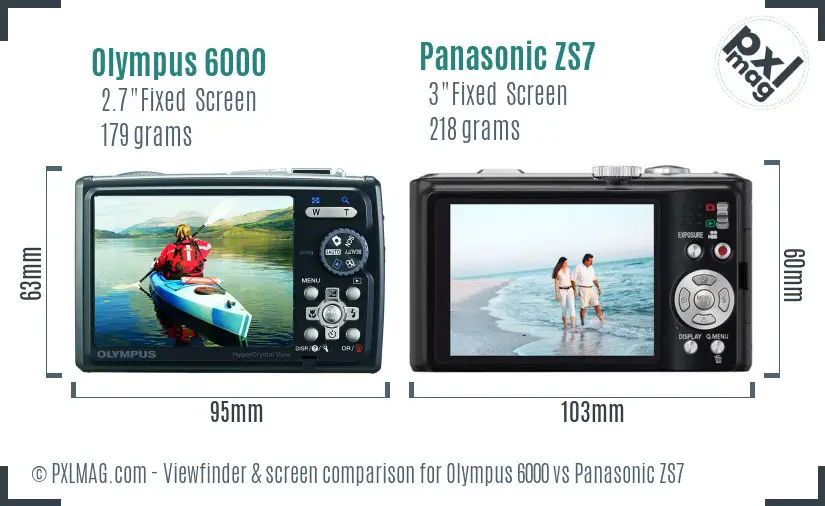 Olympus 6000 vs Panasonic ZS7 Screen and Viewfinder comparison