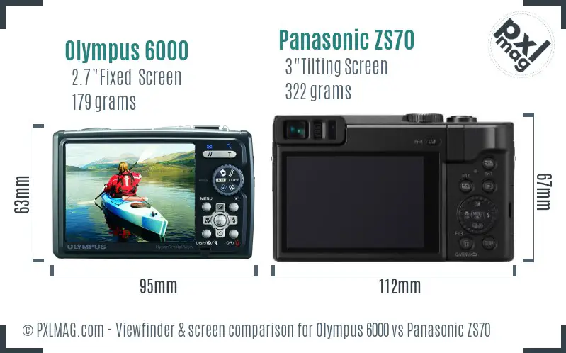 Olympus 6000 vs Panasonic ZS70 Screen and Viewfinder comparison