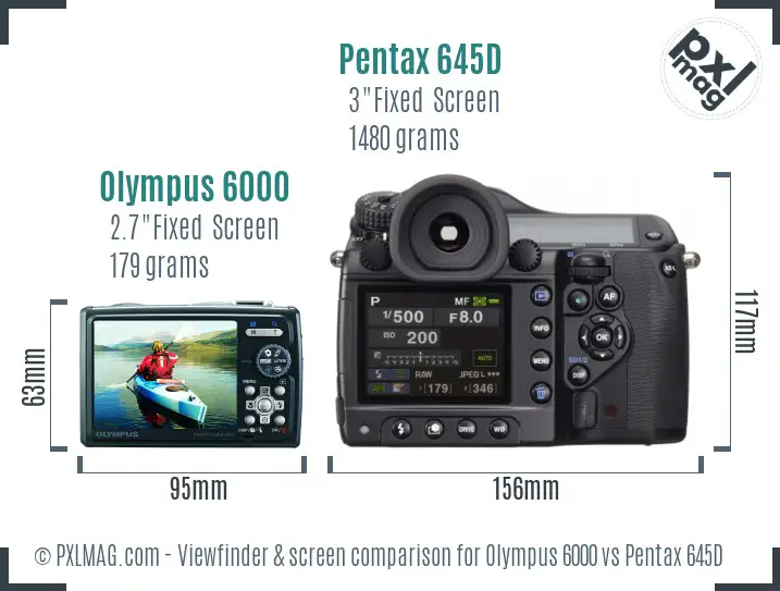 Olympus 6000 vs Pentax 645D Screen and Viewfinder comparison