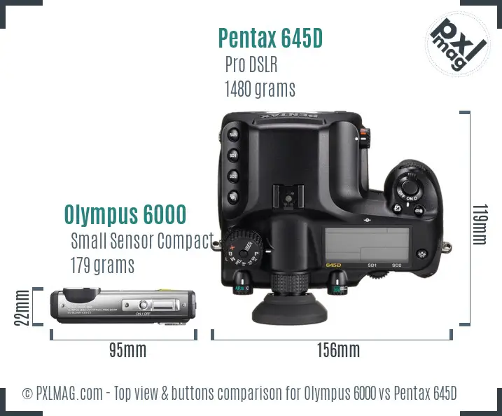 Olympus 6000 vs Pentax 645D top view buttons comparison