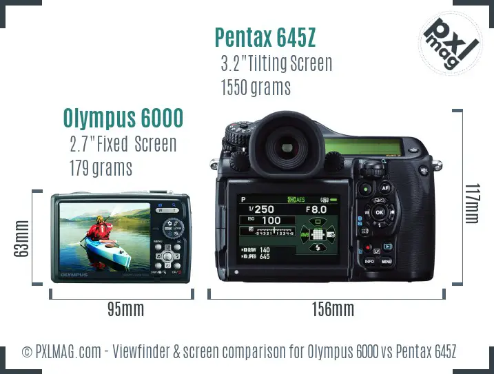 Olympus 6000 vs Pentax 645Z Screen and Viewfinder comparison