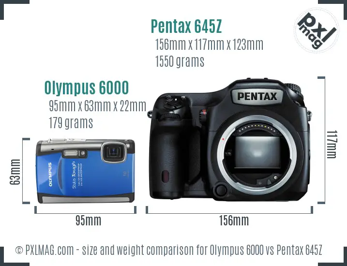 Olympus 6000 vs Pentax 645Z size comparison