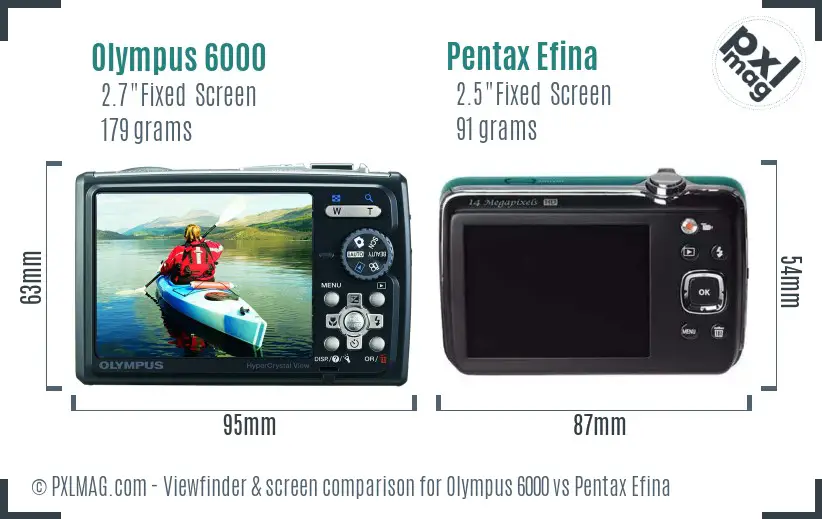 Olympus 6000 vs Pentax Efina Screen and Viewfinder comparison