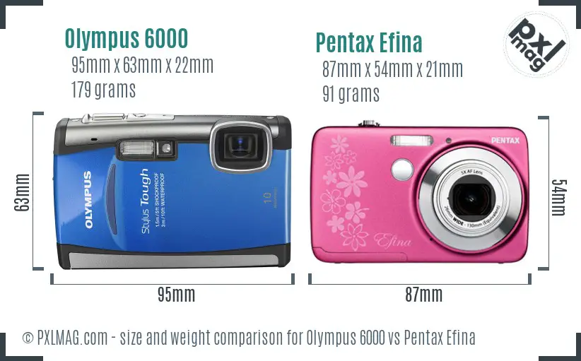 Olympus 6000 vs Pentax Efina size comparison
