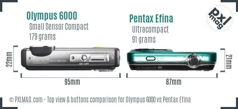 Olympus 6000 vs Pentax Efina top view buttons comparison