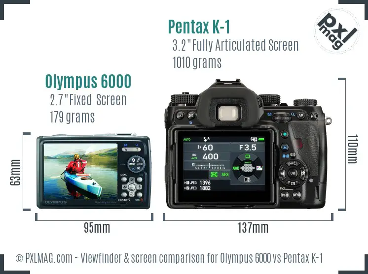 Olympus 6000 vs Pentax K-1 Screen and Viewfinder comparison