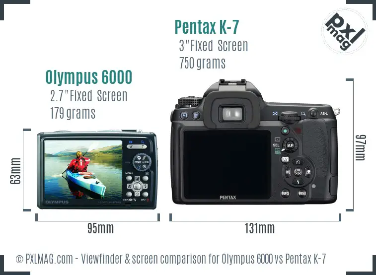 Olympus 6000 vs Pentax K-7 Screen and Viewfinder comparison Olympus 6000 vs Pentax K-7 Screen and Viewfinder comparison