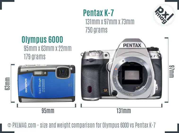 Olympus 6000 vs Pentax K-7 size comparison Olympus 6000 vs Pentax K-7 size comparison