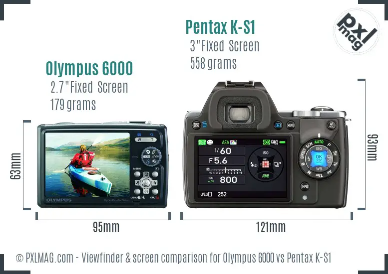 Olympus 6000 vs Pentax K-S1 Screen and Viewfinder comparison Olympus 6000 vs Pentax K-S1 Screen and Viewfinder comparison