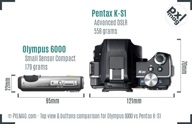 Olympus 6000 vs Pentax K-S1 top view buttons comparison Olympus 6000 vs Pentax K-S1 top view buttons comparison