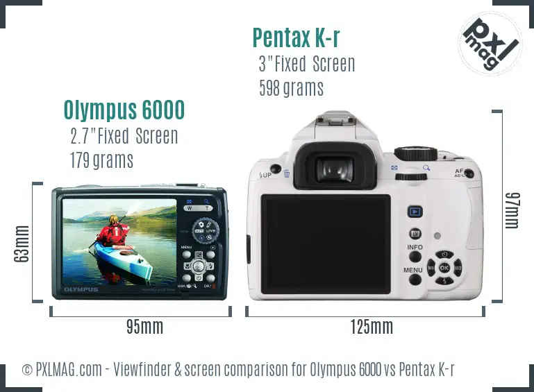 Olympus 6000 vs Pentax K-r Screen and Viewfinder comparison Olympus 6000 vs Pentax K-r Screen and Viewfinder comparison