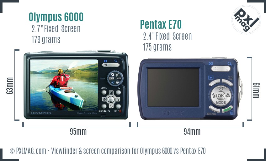 Olympus 6000 vs Pentax E70 Screen and Viewfinder comparison