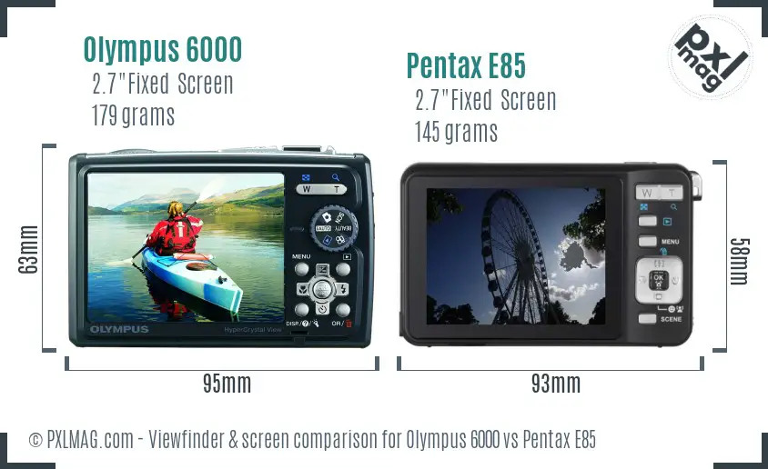 Olympus 6000 vs Pentax E85 Screen and Viewfinder comparison