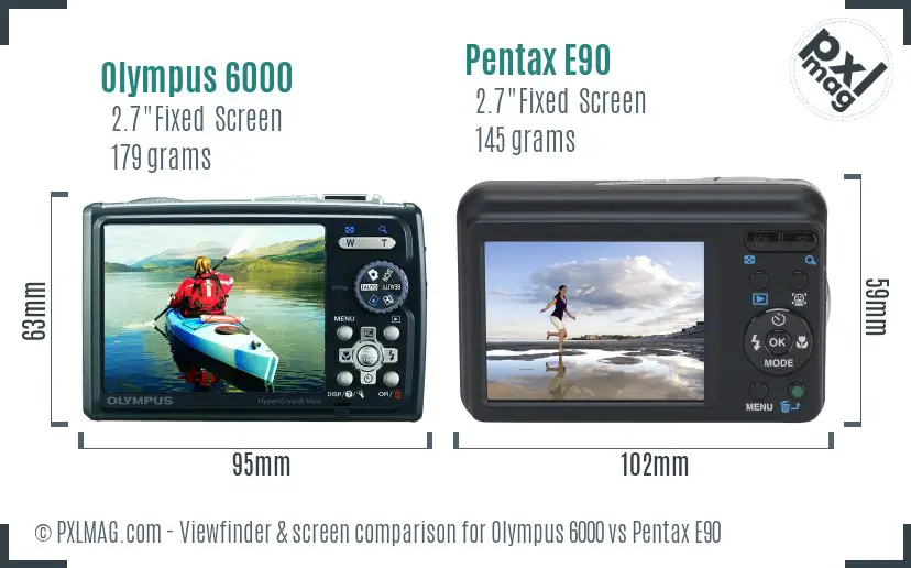Olympus 6000 vs Pentax E90 Screen and Viewfinder comparison